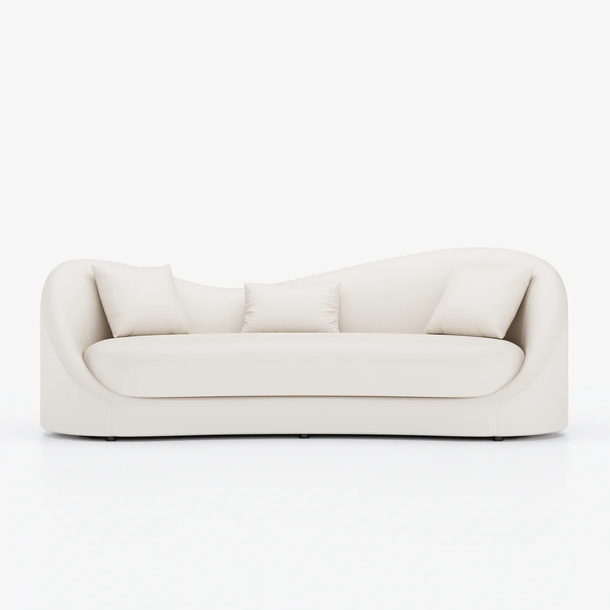 84" Performance Leather Curved Upholstered Sofa with Pillows — image 8