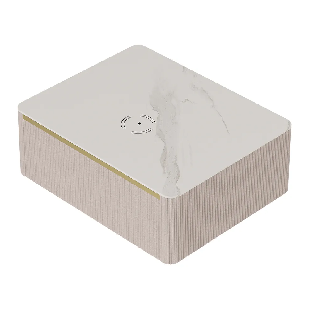 Modern Floating Corduroy Smart Nightstand Bedside Table with Light — image 13