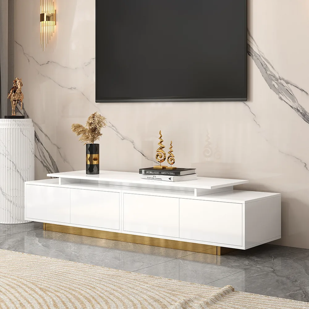 Mordel Natural Modern Rectangle Glossy Extendable TV Stand Storage for 65 to 85" TV — image 23