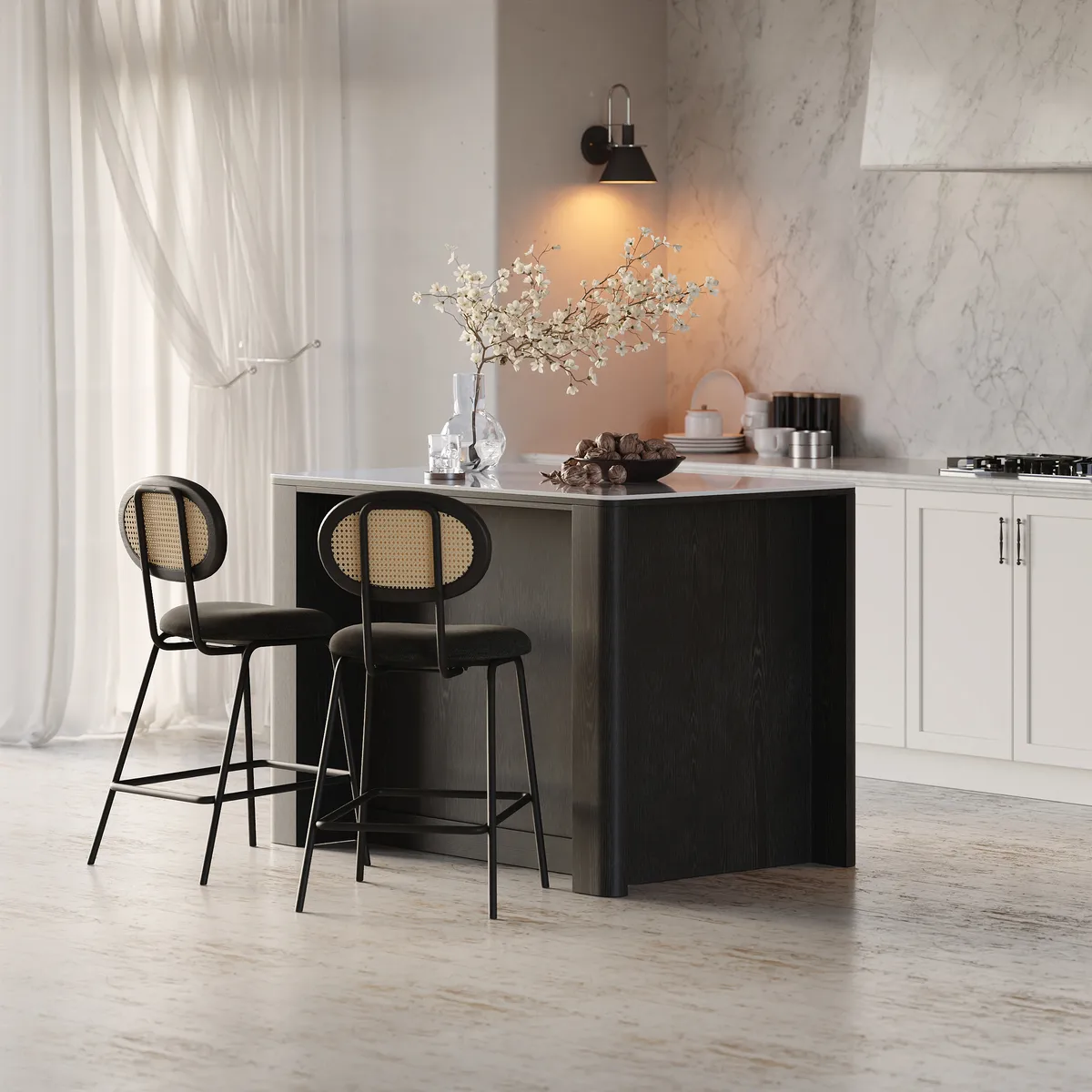 72" Sintered Stone Top Solid Wood Kitchen Island with Storage — image 4