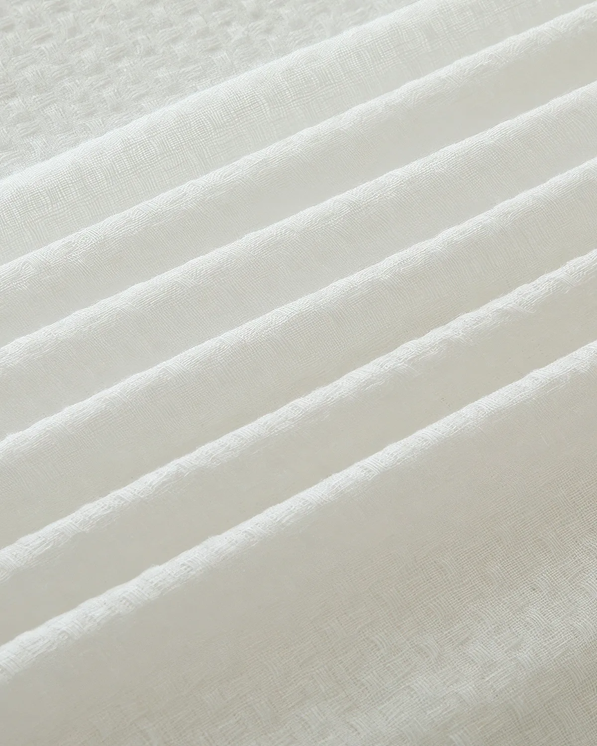 Unwind 52 x 95 Inch Triple French Pinch Pleat White Linen Grid Woven Sheer Curtain — image 5