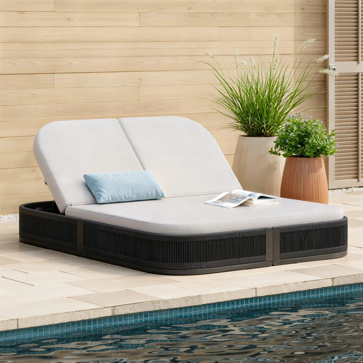 Costra Outdoor Aluminum & Rope Weave Reclining Chaise Lounge — image 3