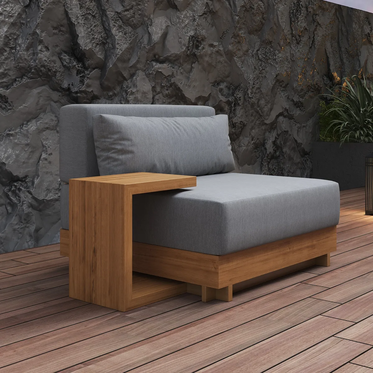 10 PCS Premium Teak Modular L-Shaped Outdoor Sofa Set with Fire Pit & Teak Coffee Table Large Outdoor & Patio Luxury Teak Sofa Set with Fire Pit — image 18