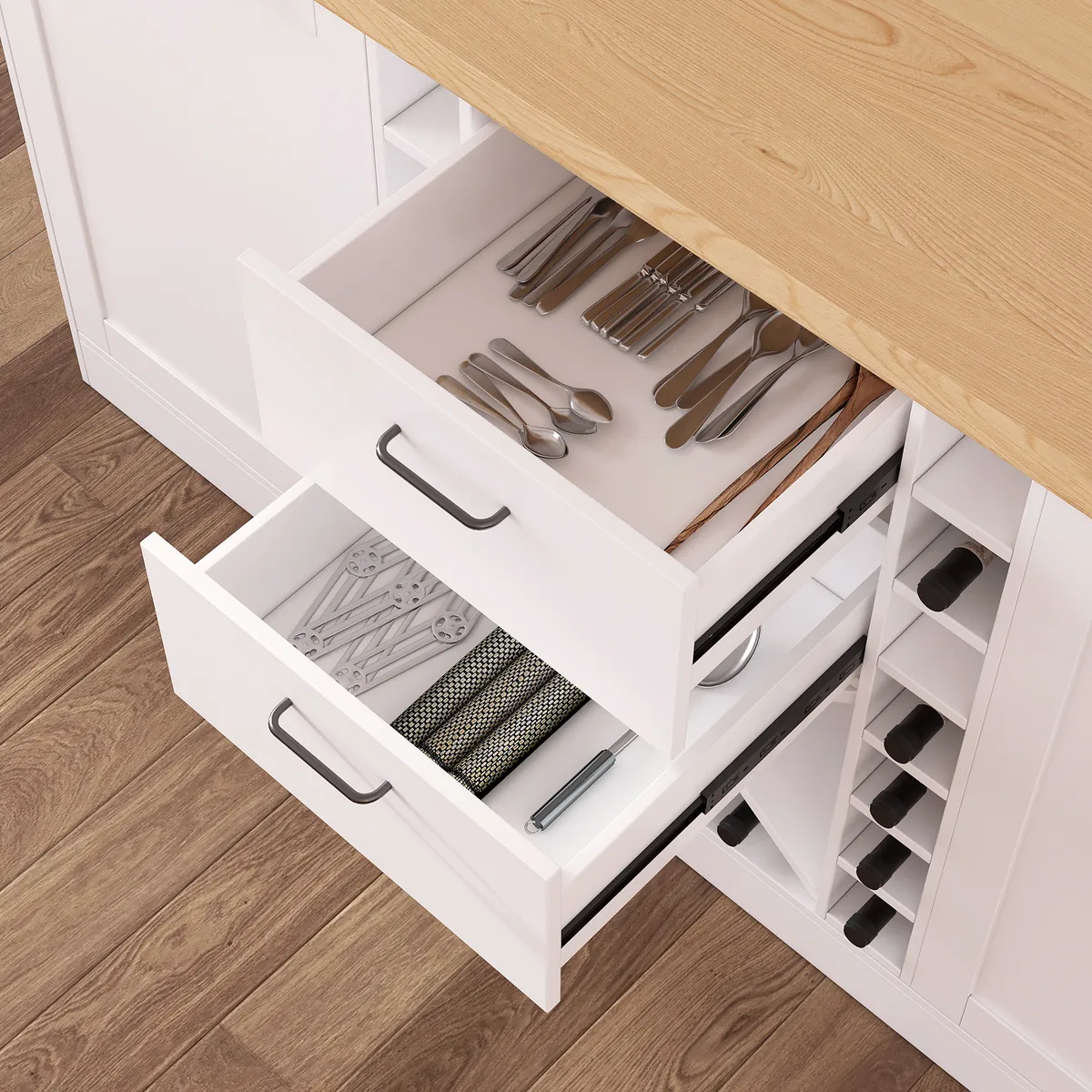 72" Modern Laminate Kitchen lsland Natural & White with Storage — image 16