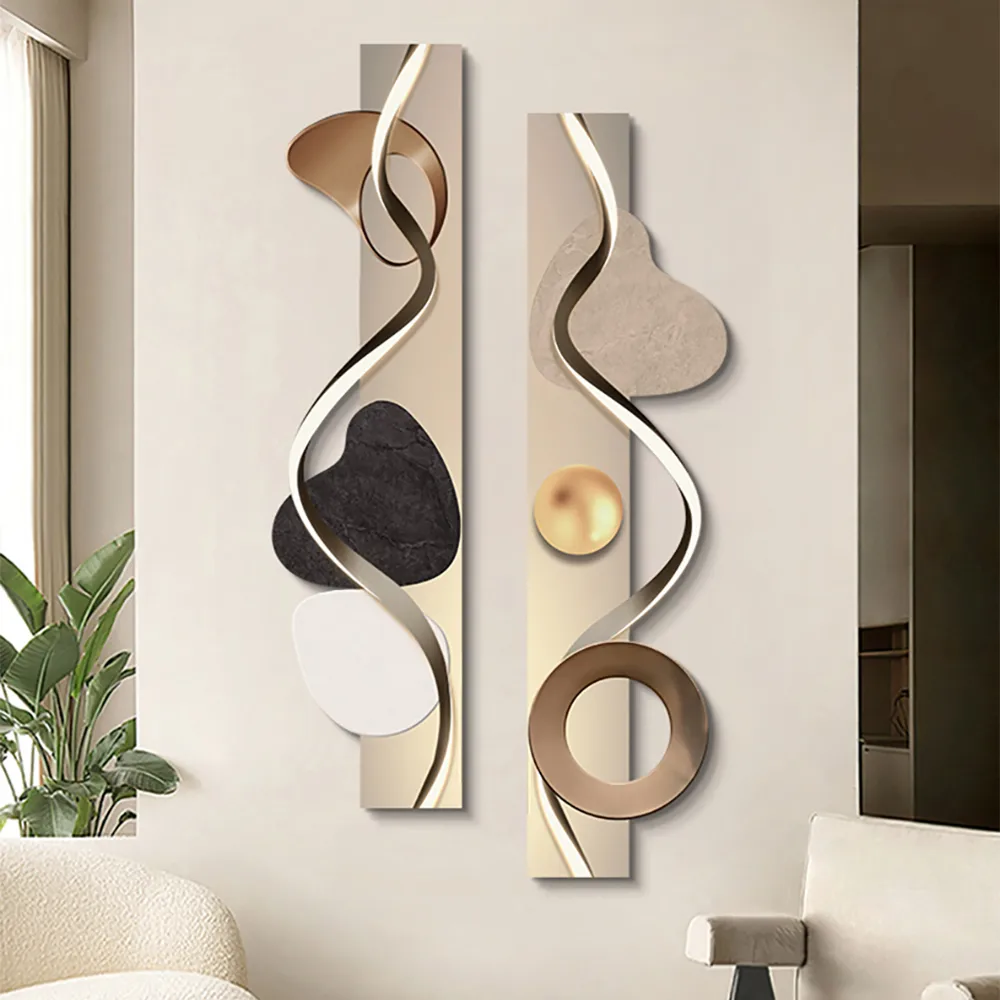 39.4" Modern Abstract Geometric Multi-color Acrylic Wall Art with LED Backlighting — image 4