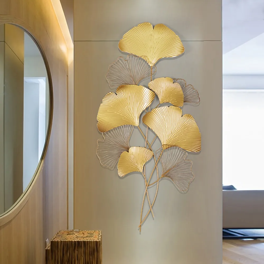 Modern Metal Ginkgo Leaves Wall Decor Home Hanging Art