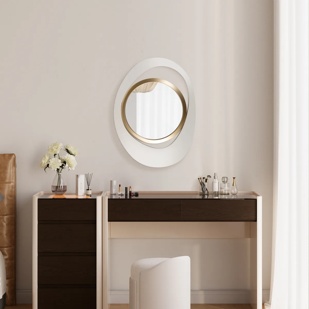 Abstract Wall Mirror, Matte Black and Gold, Horizontal or Vertical — image 19