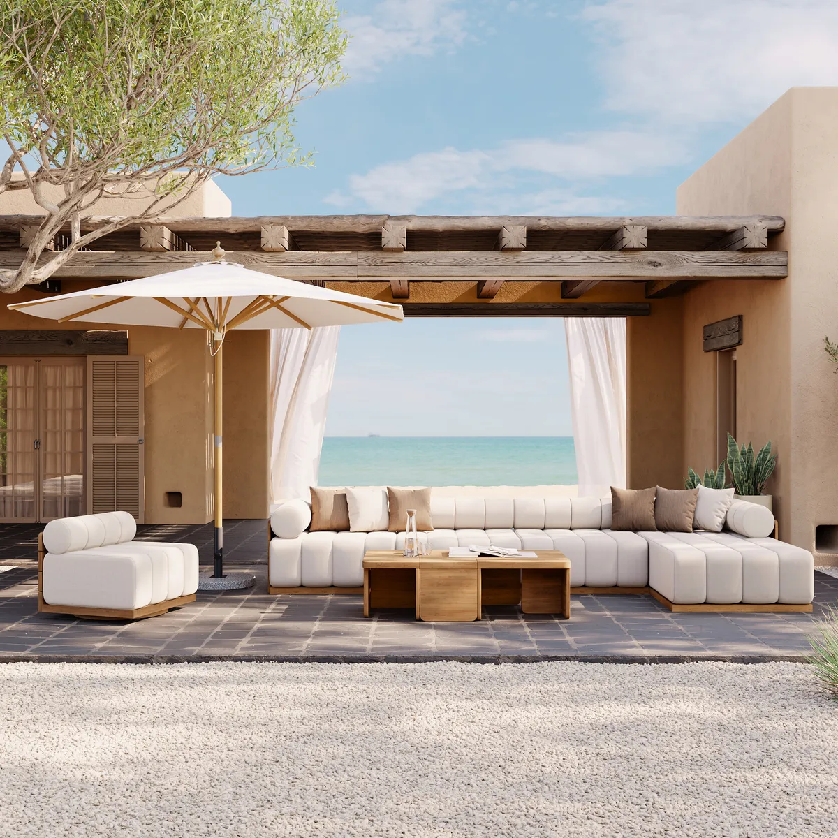 Resaro Outdoor 4-Piece Teak Modular Sectional Set — image 14