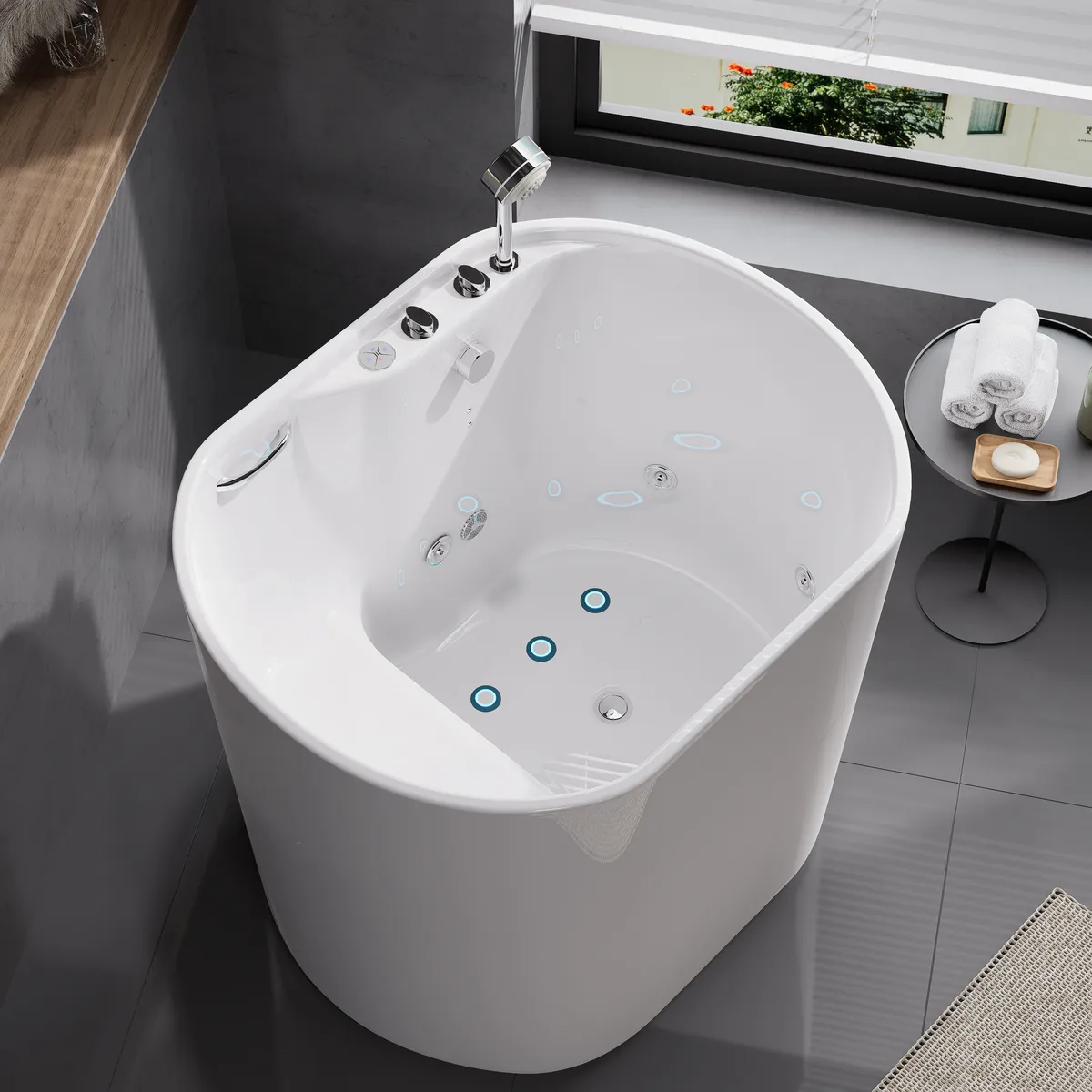 39" Deep Whirlpool Bathtub oval Acrylic Jetted with Thermostat Control Modern — image 7