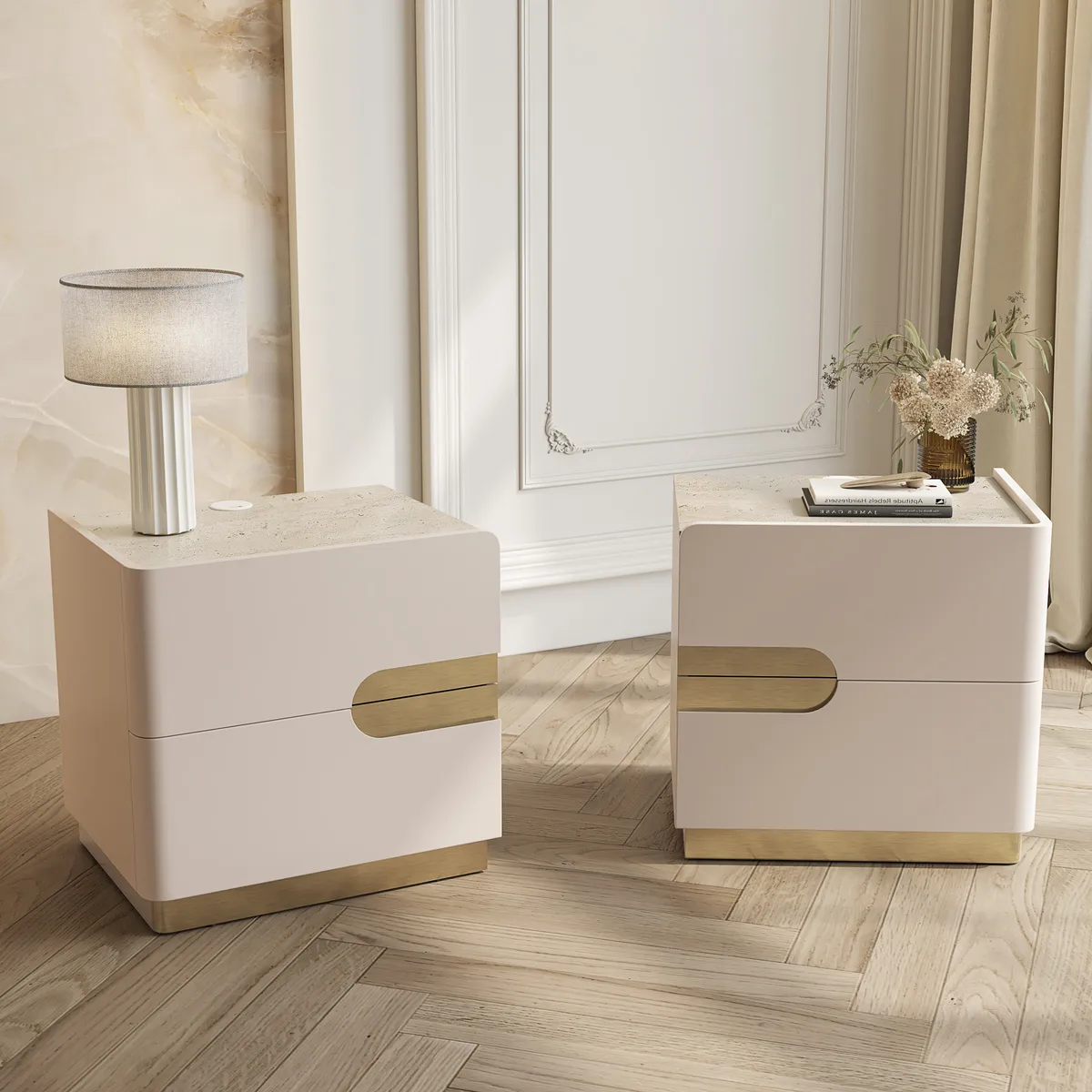 20" Smart 2-Drawer Nightstand with Sintered Stone Top & Charging Station — image 11