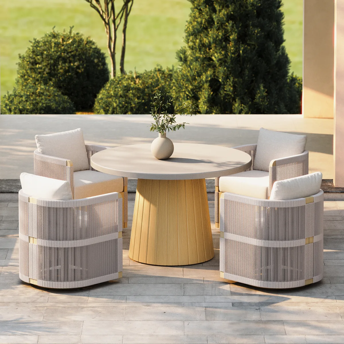 48" Concrete & Aluminum Coastal Style Outdoor Dining Table — image 3