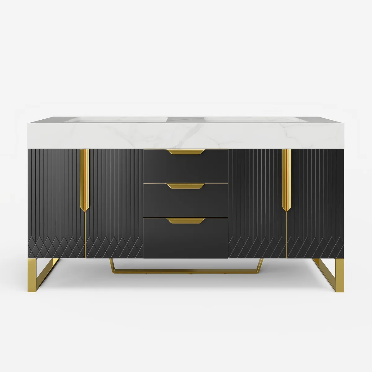 Aro Bathroom Vanity Set 47.2" Freestanding Bathroom Vanity Black with Double Sinks — image 27