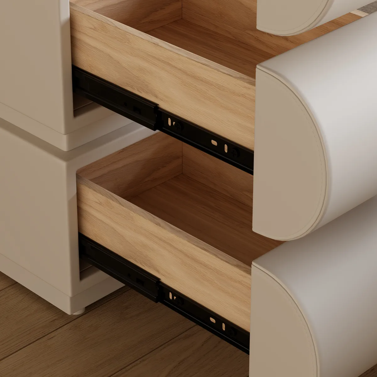 Narrow Humply Leather 3-Drawer Smart Nightstand with Sintered Stone Top — image 19