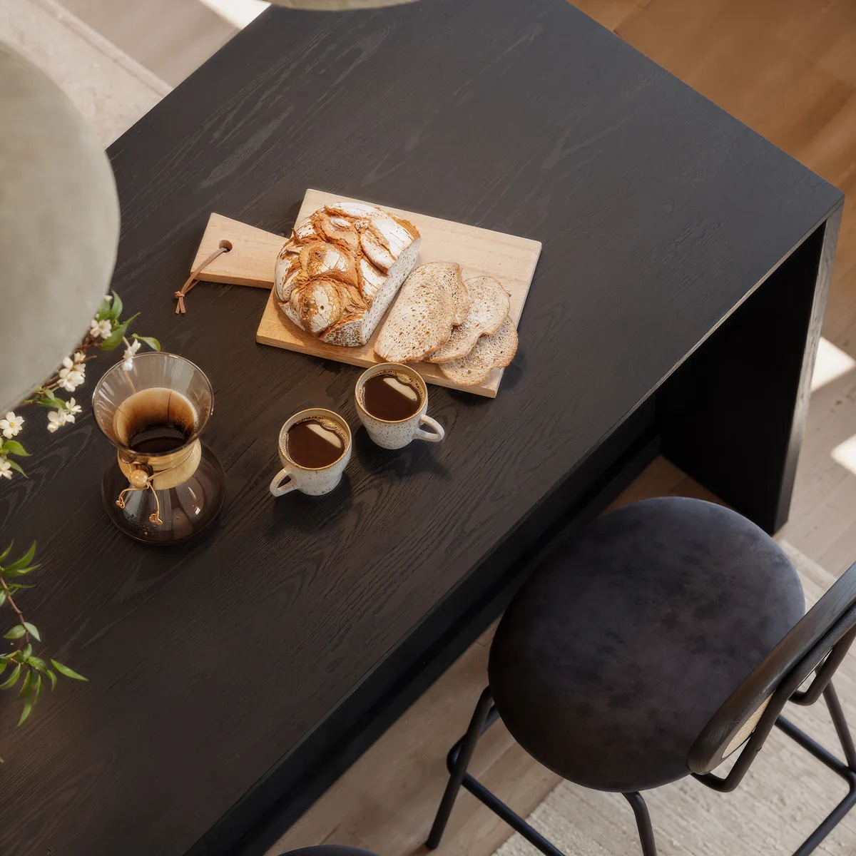 71" Modern Style Black Kitchen Islands with Glass Doors & Drawers — image 9