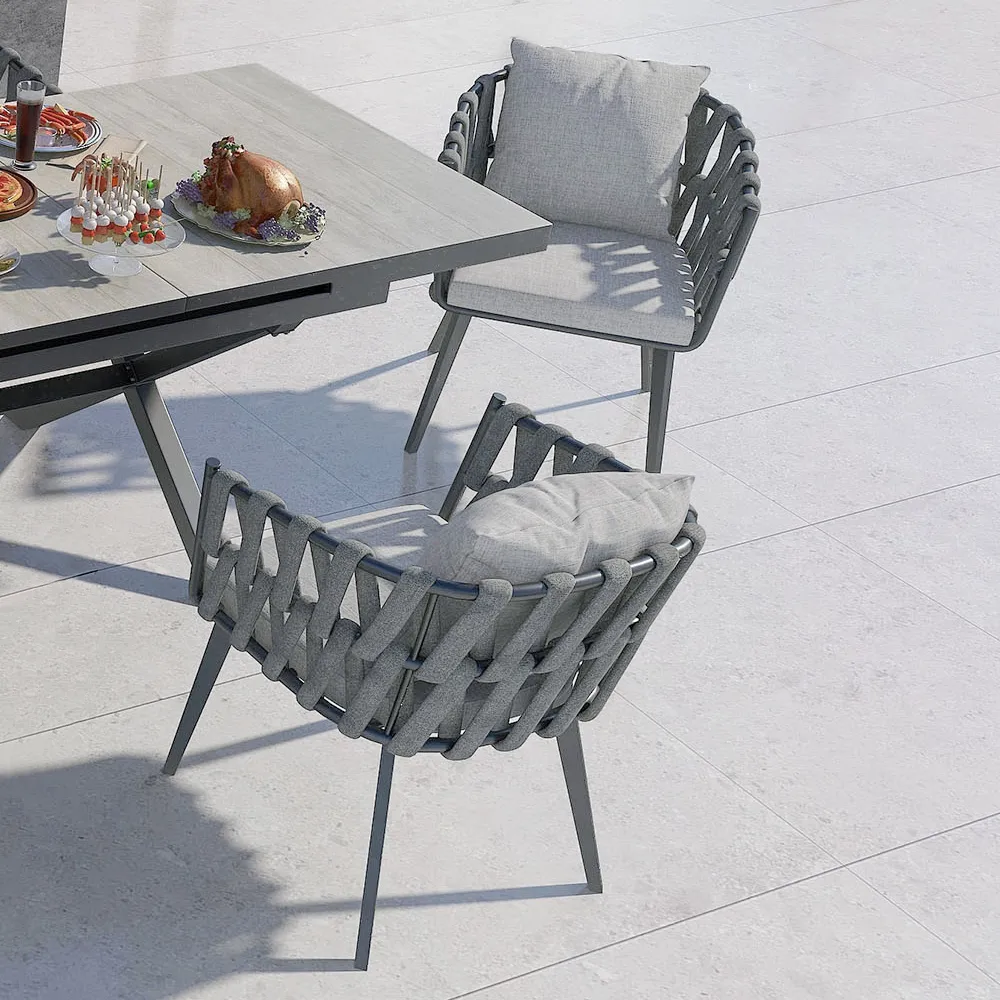 Outdoor Rope Weave & Aluminum Dining Chairs — image 16