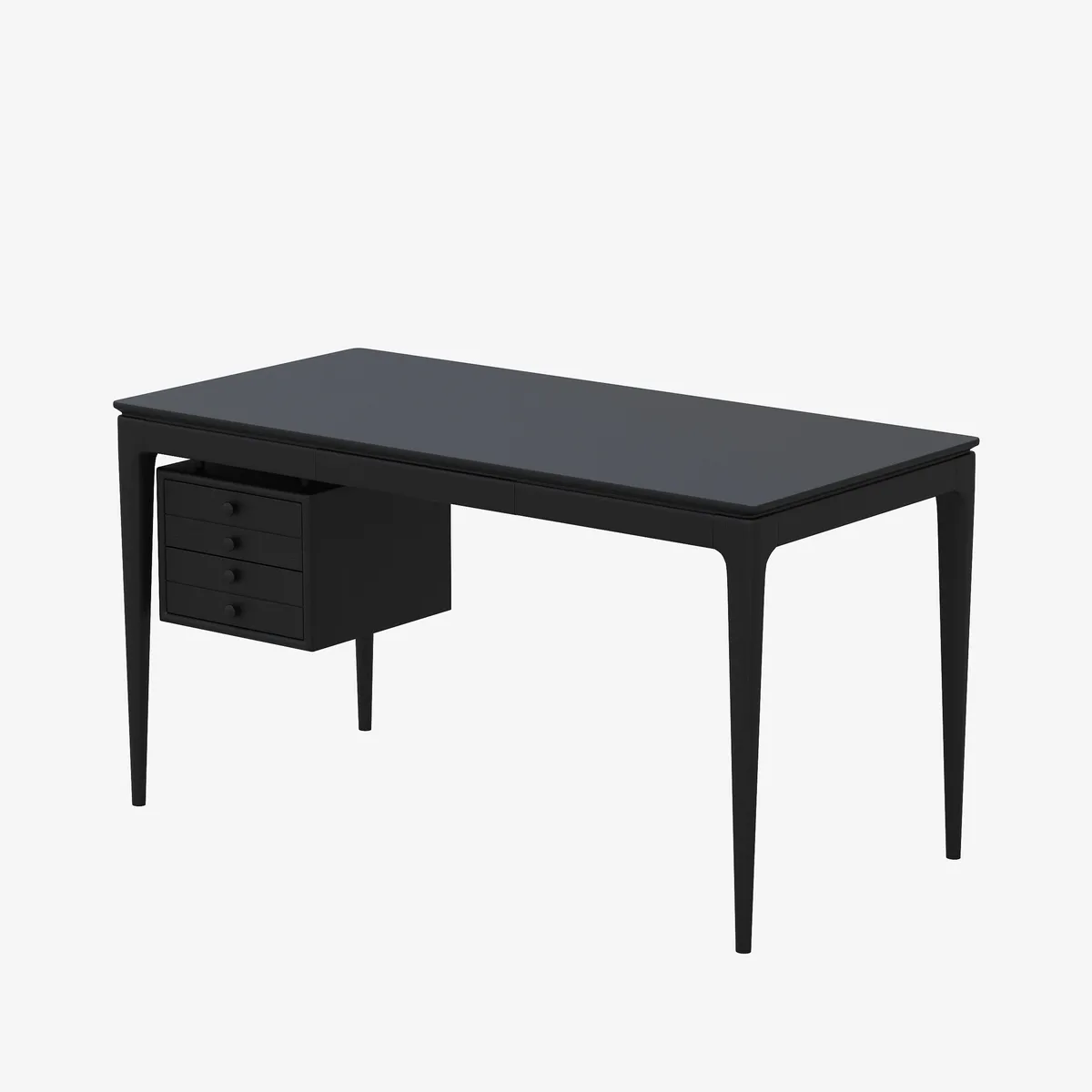 Mid-Century Style 55.1" Whitewash Ash Wood Home Office Desk with 3 Storage Drawers and Metal Accents — image 21