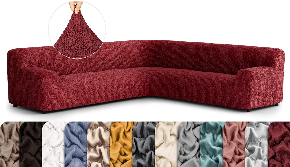 Oversized Corner Sectional Couch Cover - 1-Piece Furniture Protector - Form Fit, Machine Washable -MicrofibraCollection