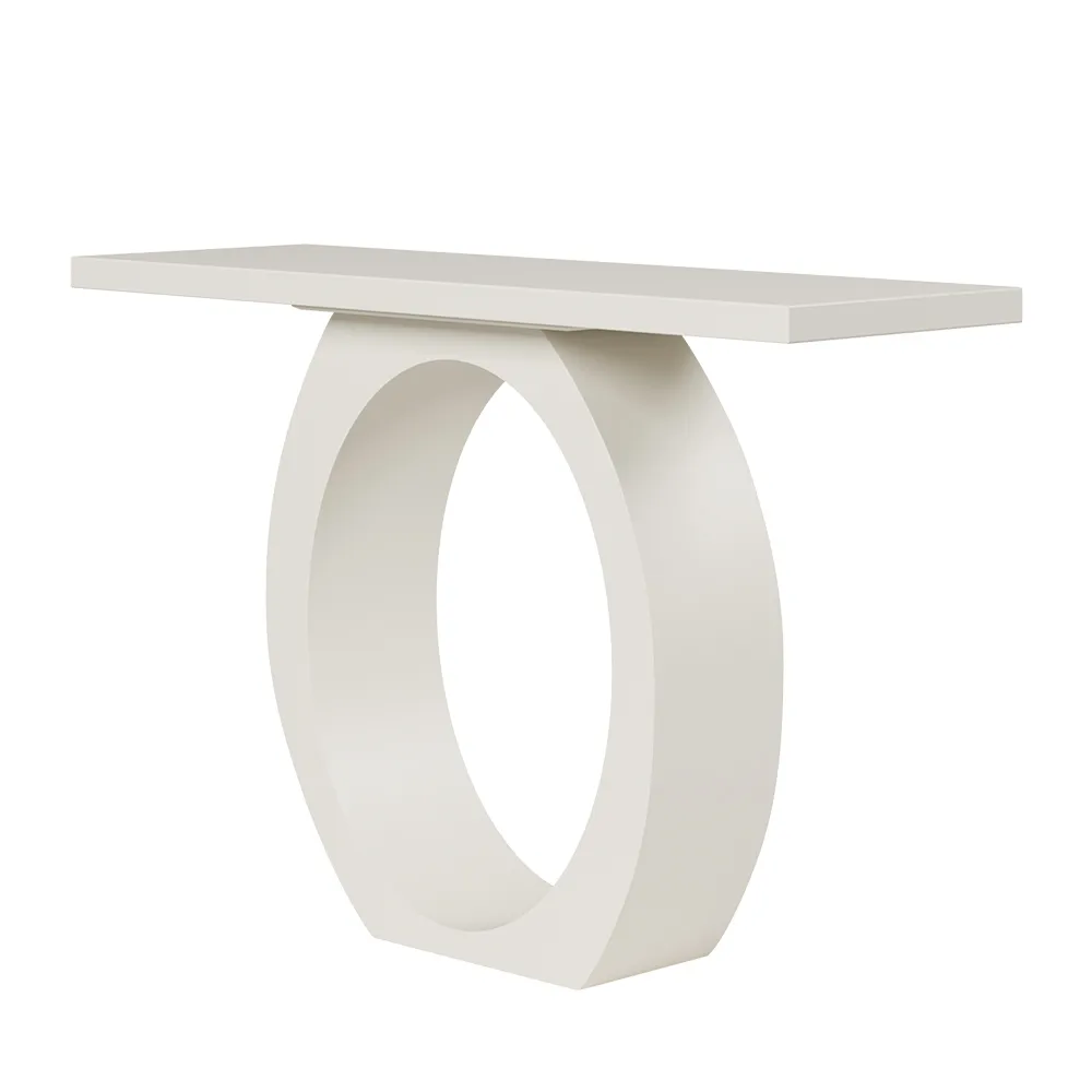 39.4" Modern Black Console Table with Circle Base Rectangular Entryway Table — image 18