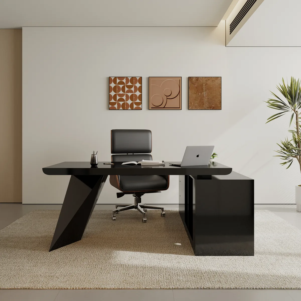 Modern White L-Shape Executive Left Hand Desk & Office Chair Set (70.9'') — image 18