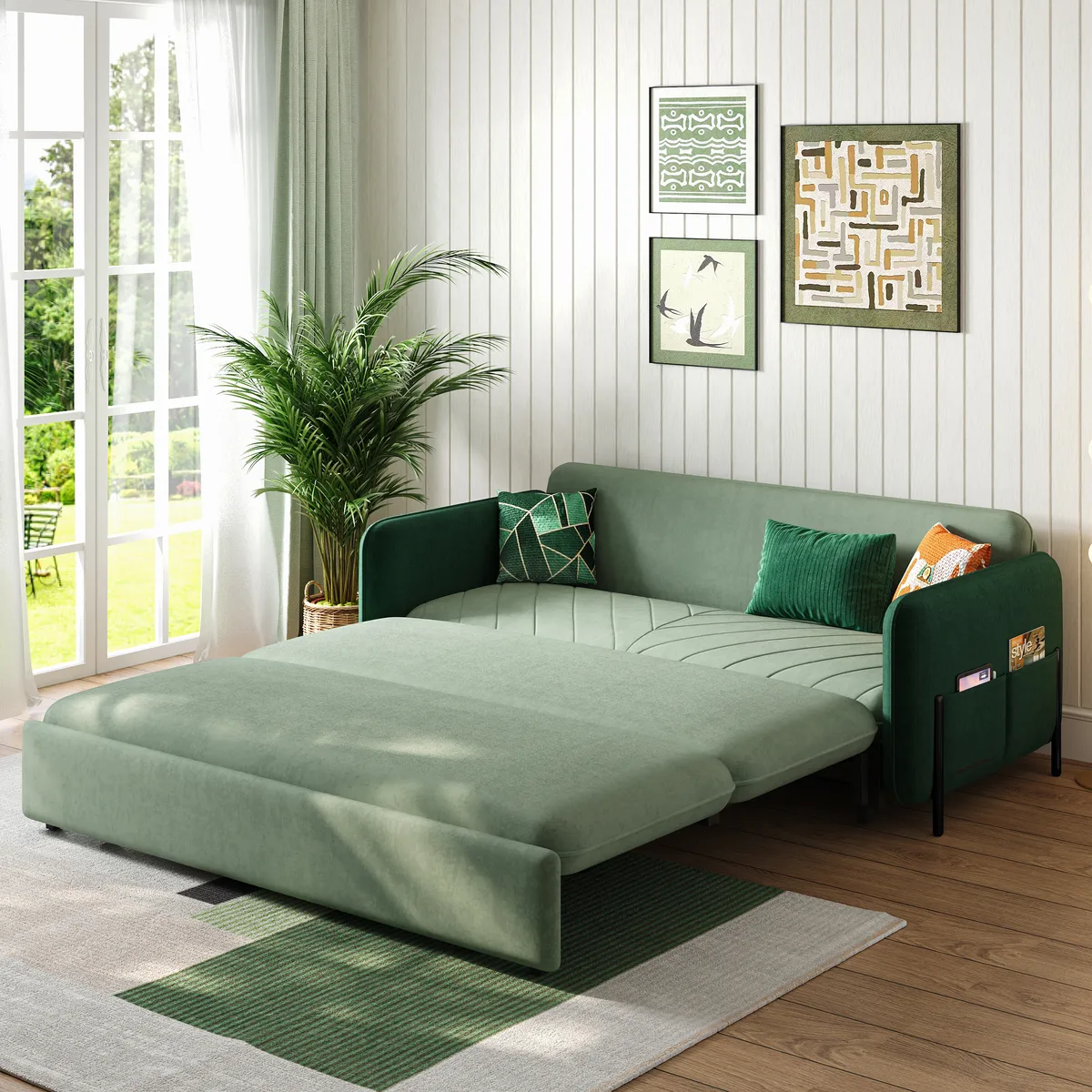 68" Full 2-Seater Boucle Convertible Sleeper Sofa — image 25