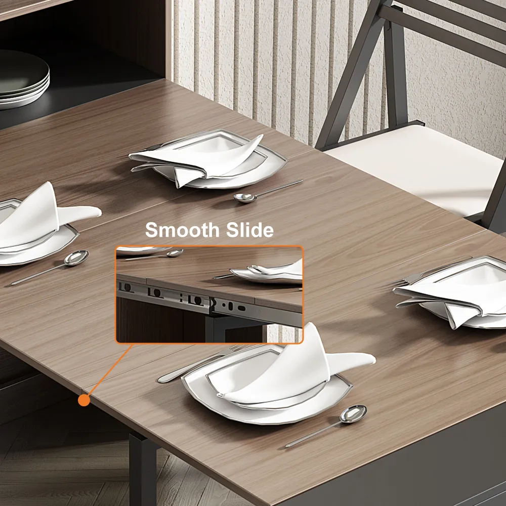 70.9" Extendable Dining Table Rectangle with Sideboard Storage for 6 Farmhouse Walnut & — image 6