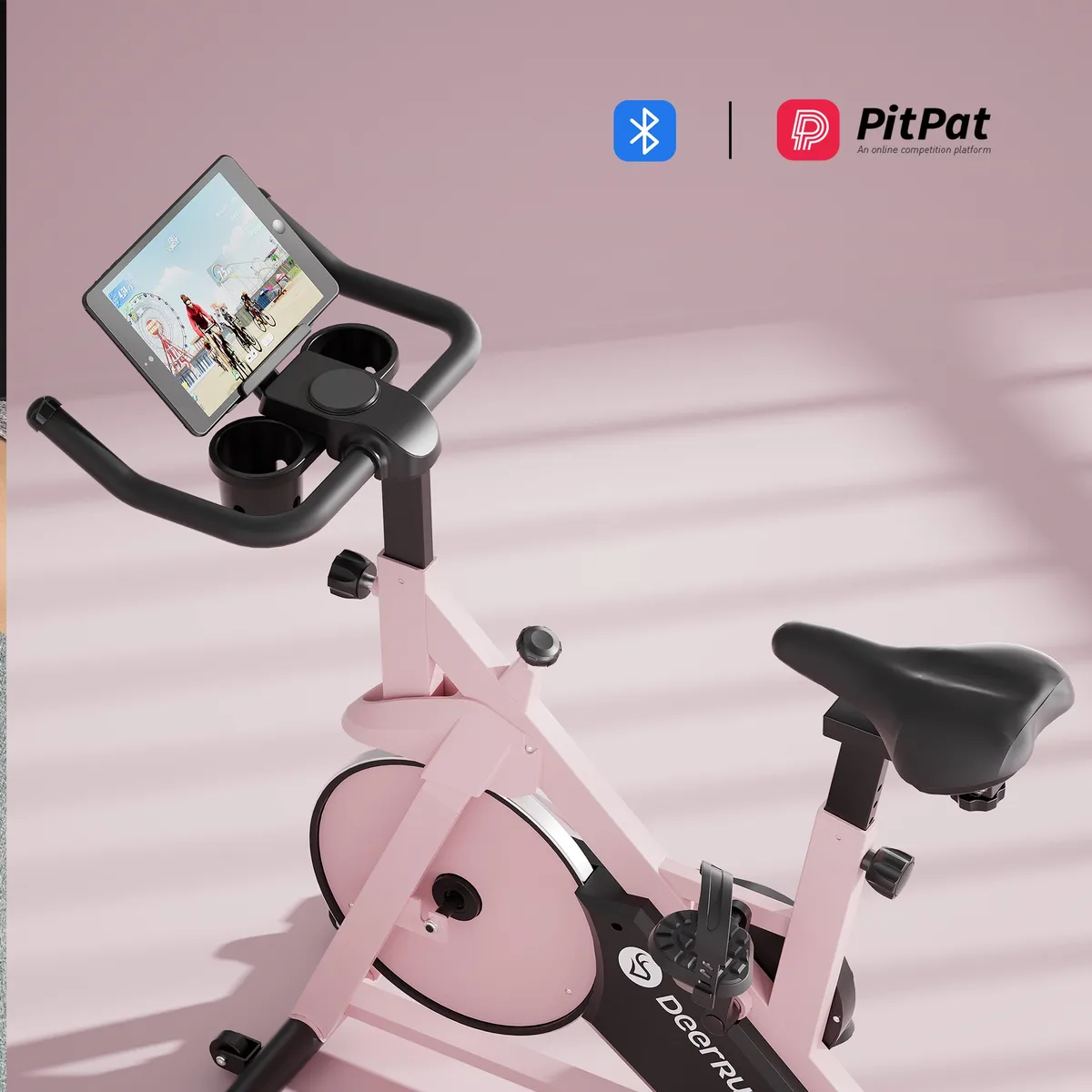 S500 Indoor Smart Stationary Cycling Bike with PitPat App, 1-32 Magnetic Resistance-Pink — image 3
