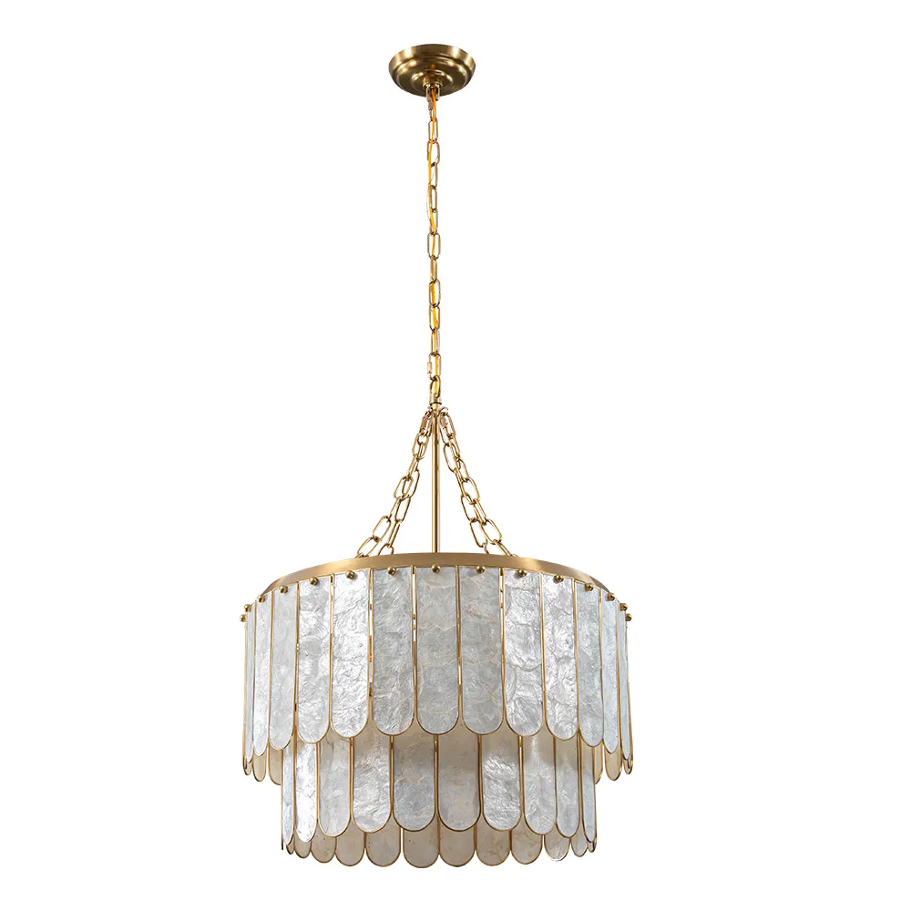 Enseo Coastal 8-Light Capiz Shell 2 Tiered Faceted Chandelier Pendant Light — image 8