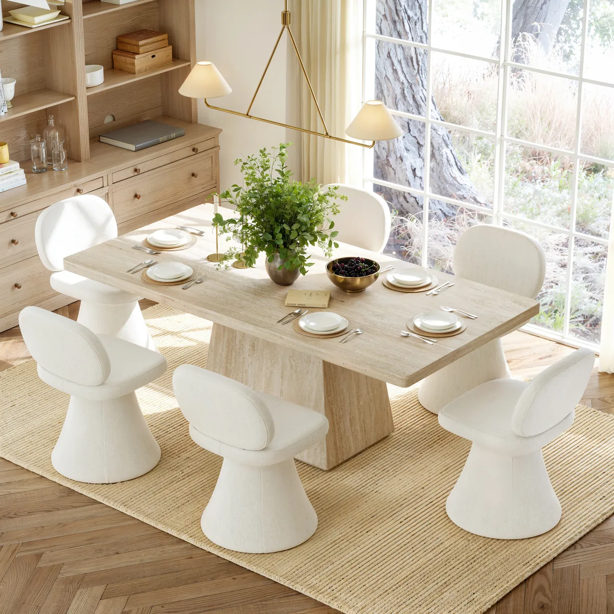 Warm White Performance Chenille Swivel Dining Chair — image 6