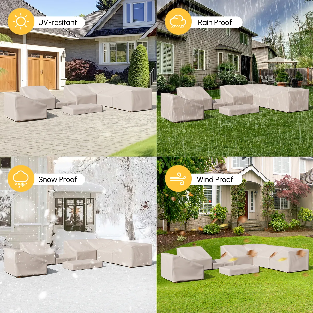 Grida 600D Tough Canvas Waterproof Outdoor Patio Furniture Set Covers — image 15