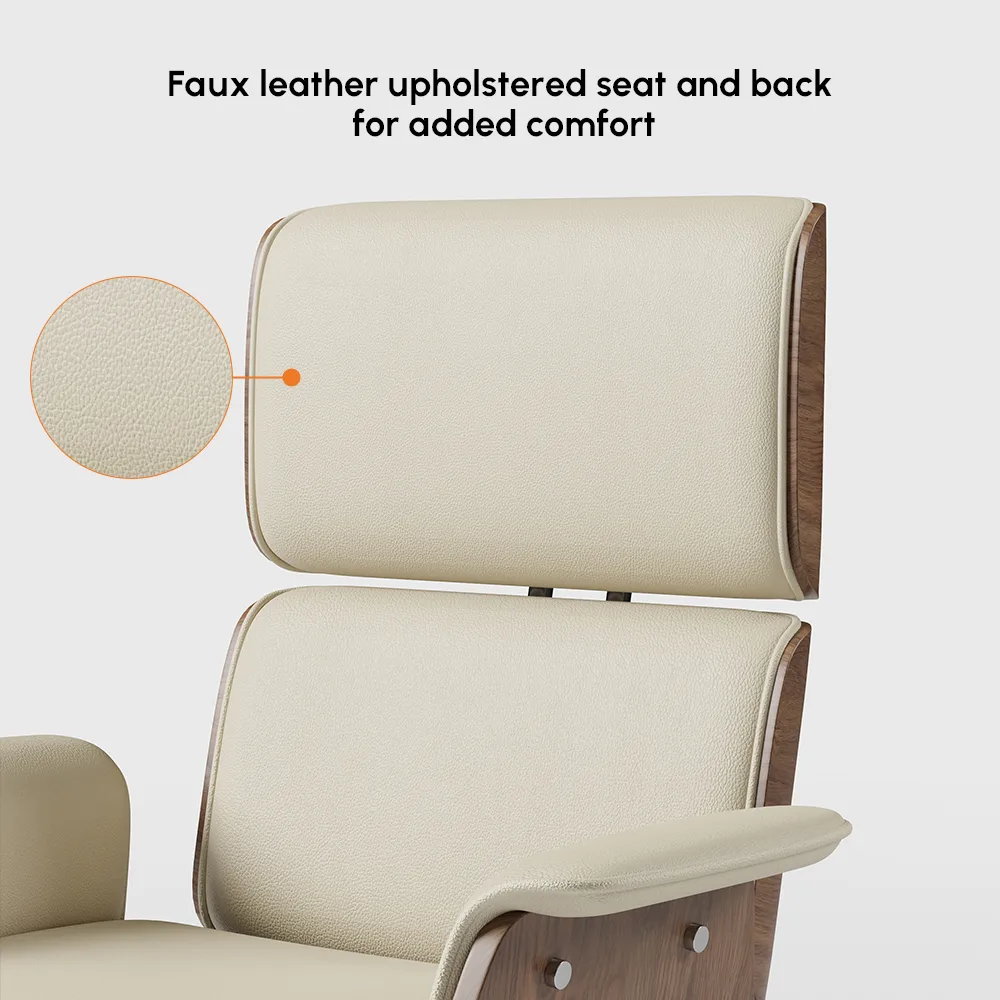 Modern Off White Home Office Chair Upholstered Swivel Task Office Chair High Back — image 16