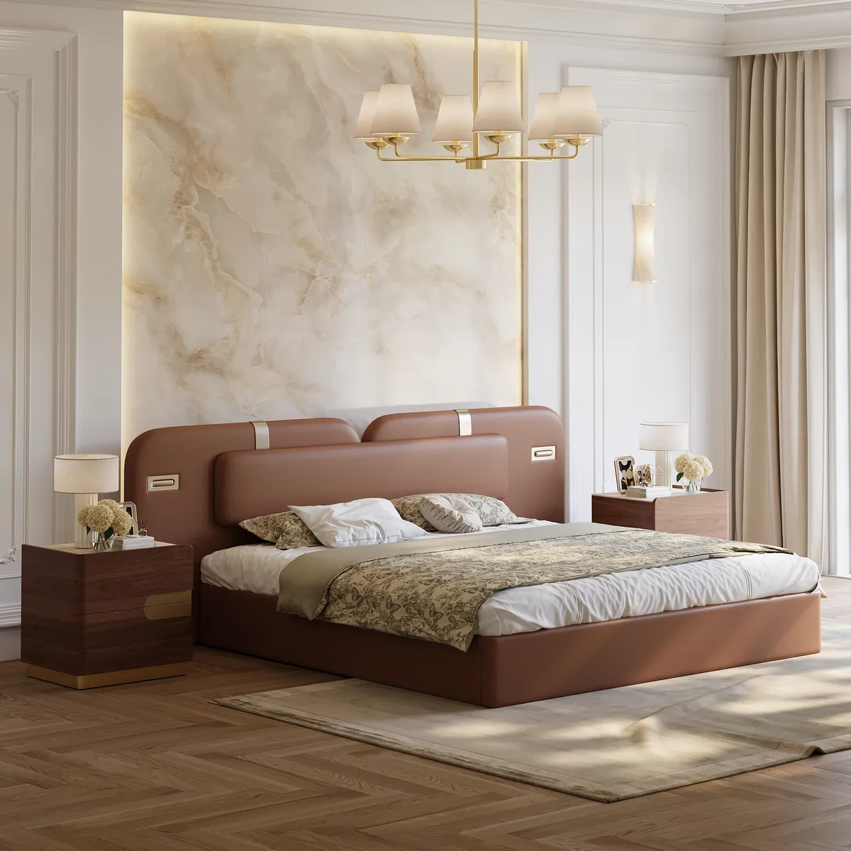 Horva King Faux Leather Platform Bed — image 4