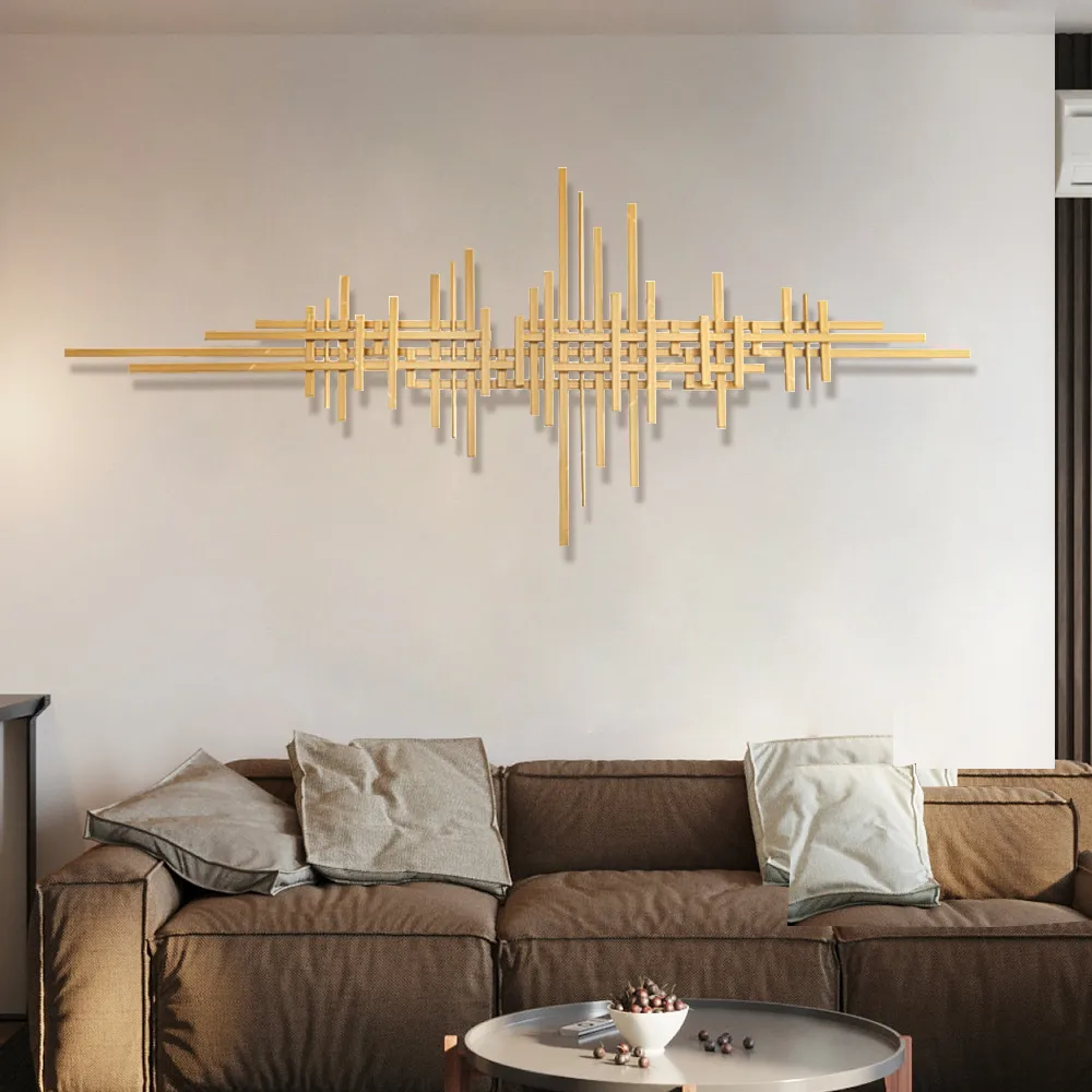 47.2" x 19.7" Geometric Modern Gold Lines Metal Wall Decor Hanging Accent Living Room — image 5