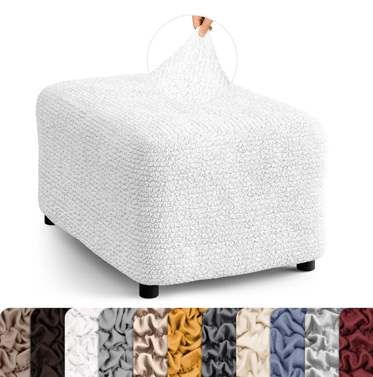 Ottoman Slipcovers - 1-Piece Furniture Protector - Form Fit, Machine Washable -MicrofibraCollection — image 18