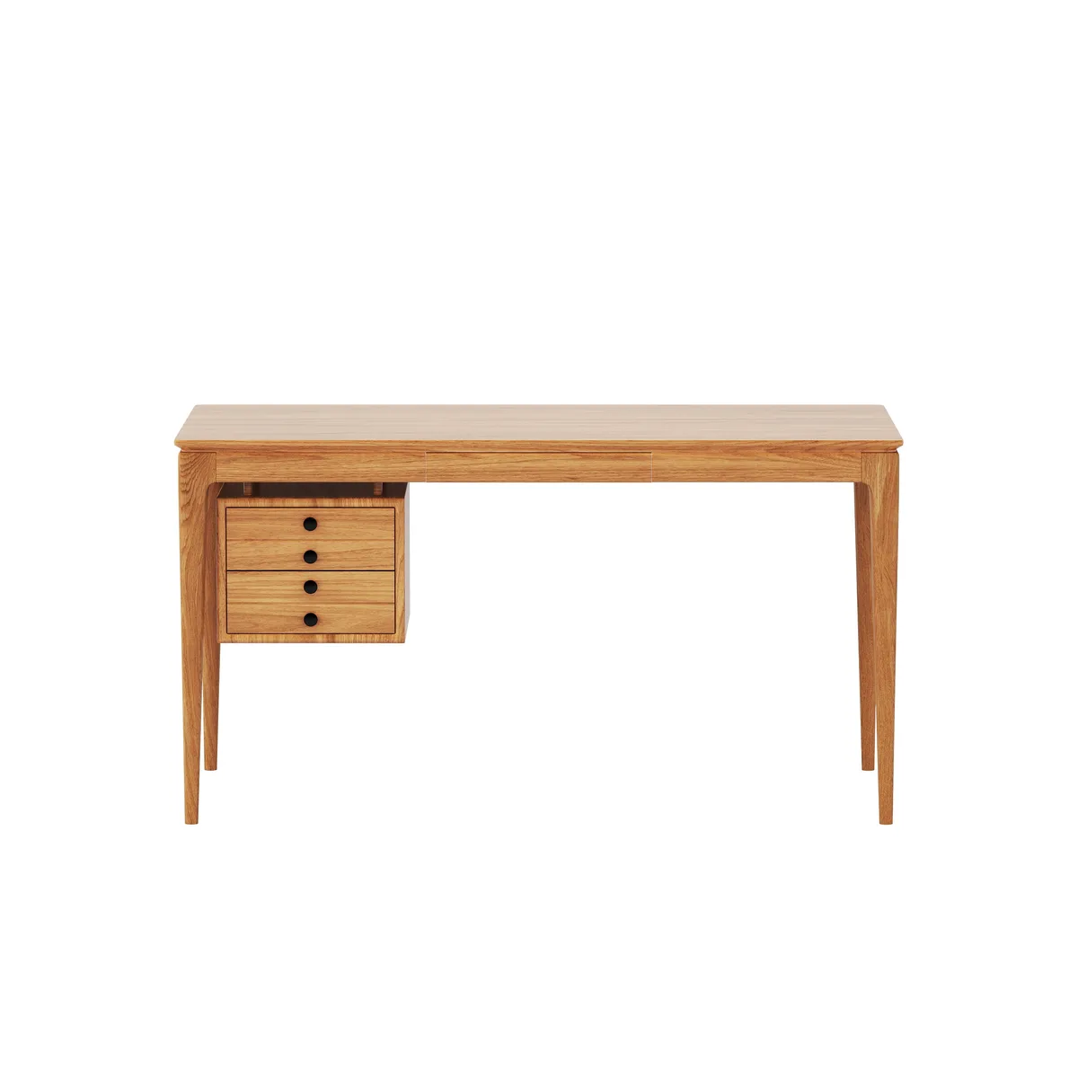 Mid-Century Style 55.1" Whitewash Ash Wood Home Office Desk with 3 Storage Drawers and Metal Accents — image 28