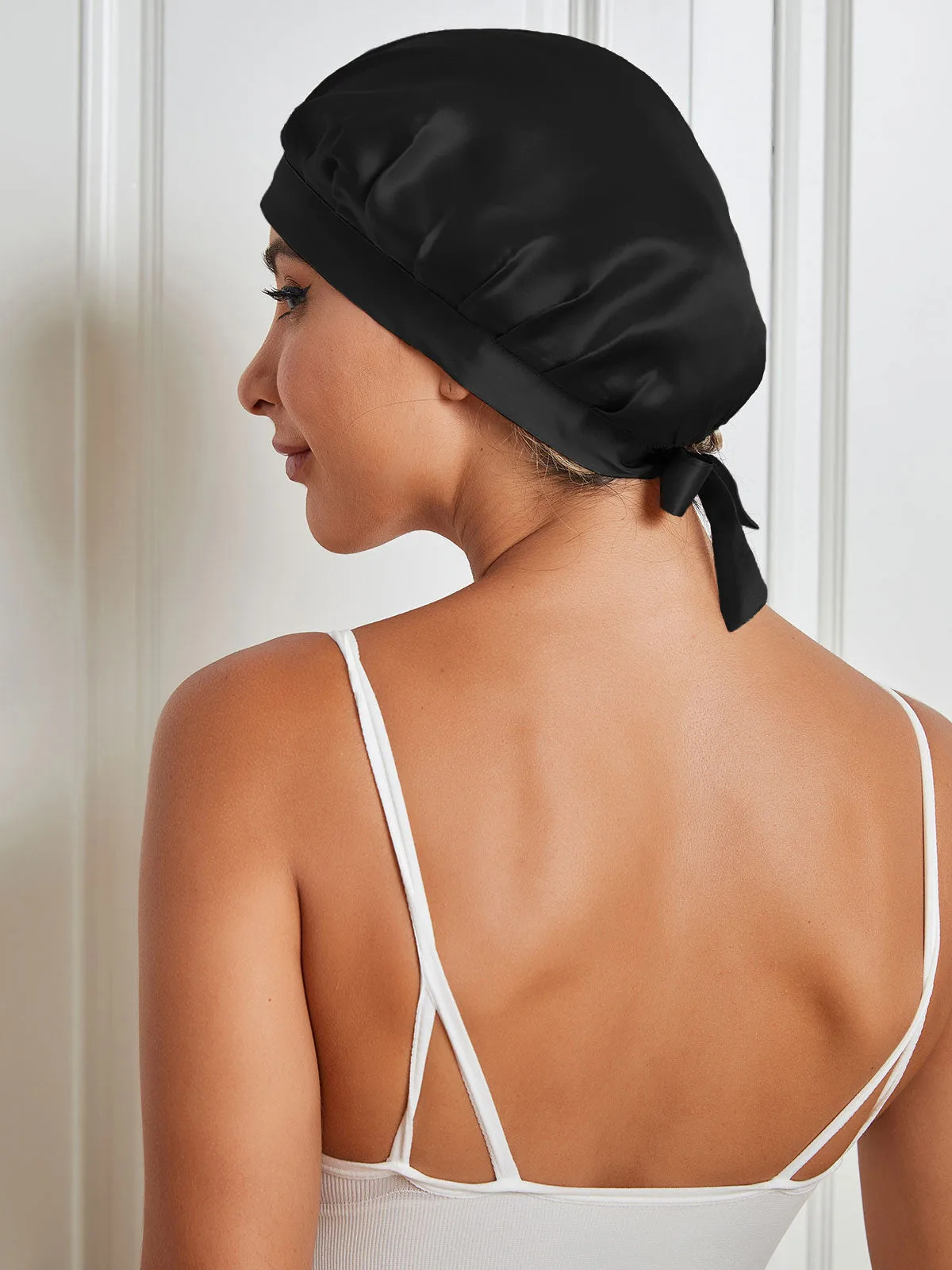 100% Mulberry Silk Sleep Cap for Hair Protection, Anti-Frizz Night Bonnet — image 3
