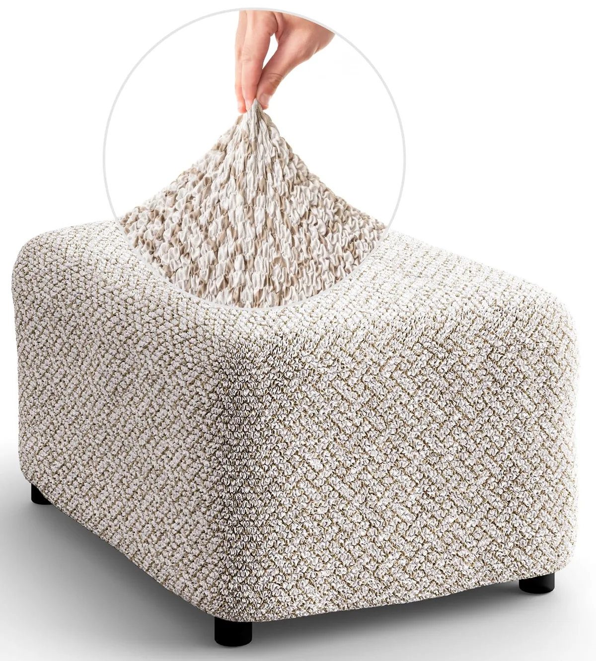 Ottoman Slipcovers - 1-Piece Furniture Protector - Form Fit, Machine Washable -Microfibra PrintedCollection - Venezia