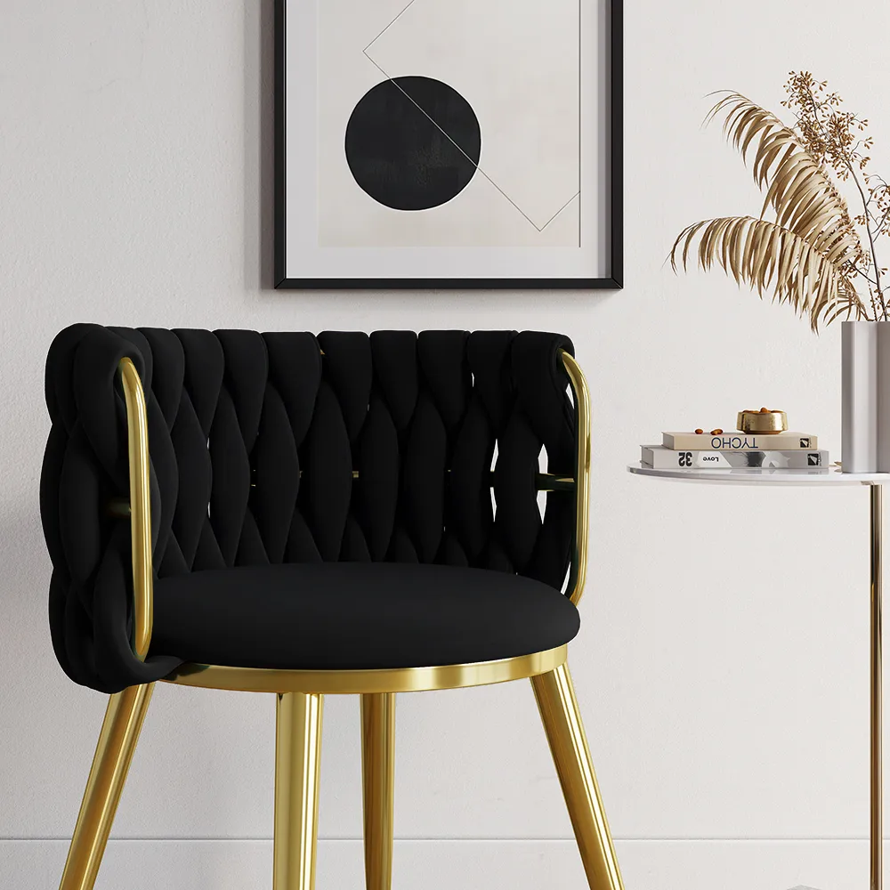 4-Piece Nordic Light Gray Barrel Back Dining Chair Round Accent with Velvet Upholstery — image 4