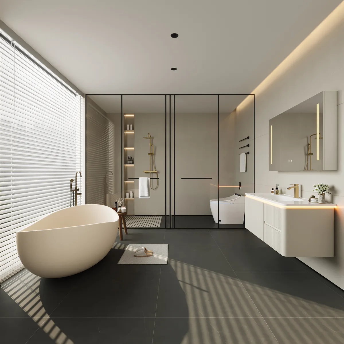 47" Modern Wall-mounted LED Bathroom Medicine Cabinet Vanity Mirror with Storage — image 25