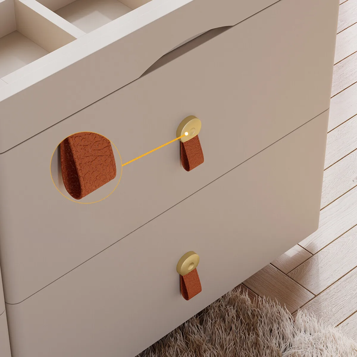 47"W Modern Glass Champagne Dresser 6 Drawer Closet Island with Jewelry Display Storage — image 9