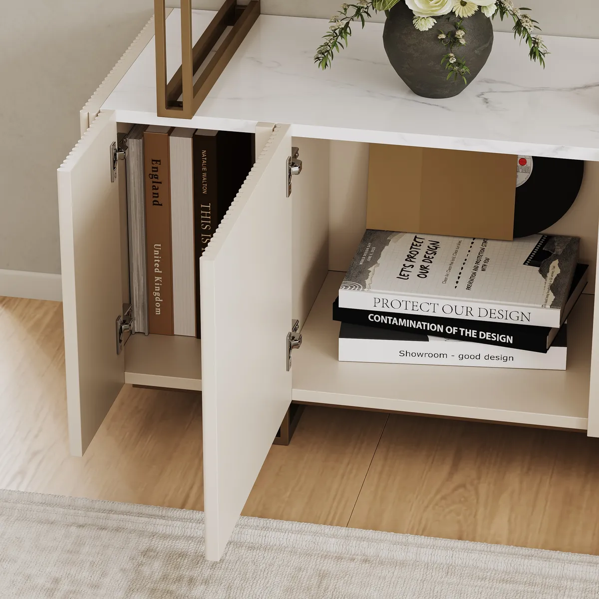 5-Shelf Off-white Bookshelf Etagere Tall Bookcase for Home & Office (72.8" High) — image 19