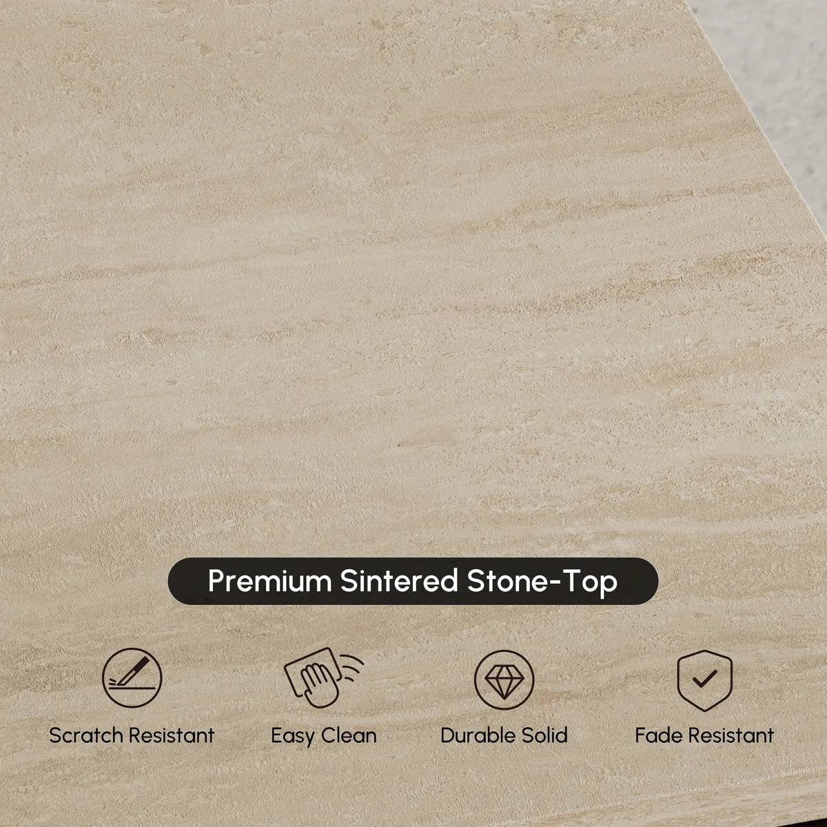 Lineva 24" 2-Drawer Nightstand with Faux Travertine Stone — image 8