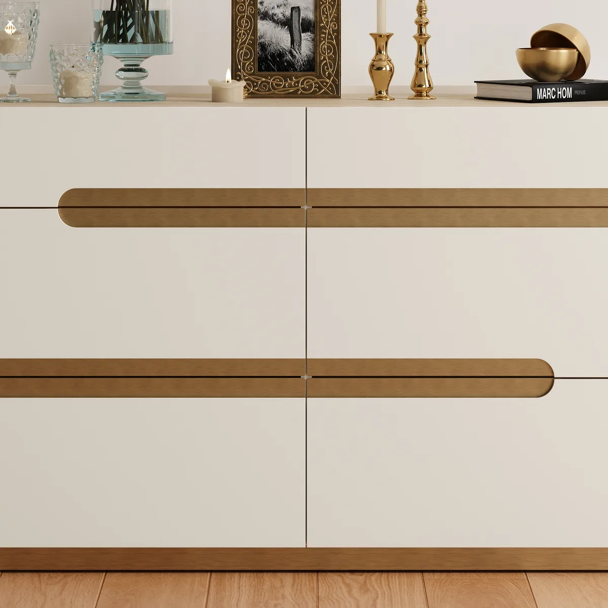 Horva 47" Faux Travertine Sintered Stone 6-Drawer Dresser — image 7