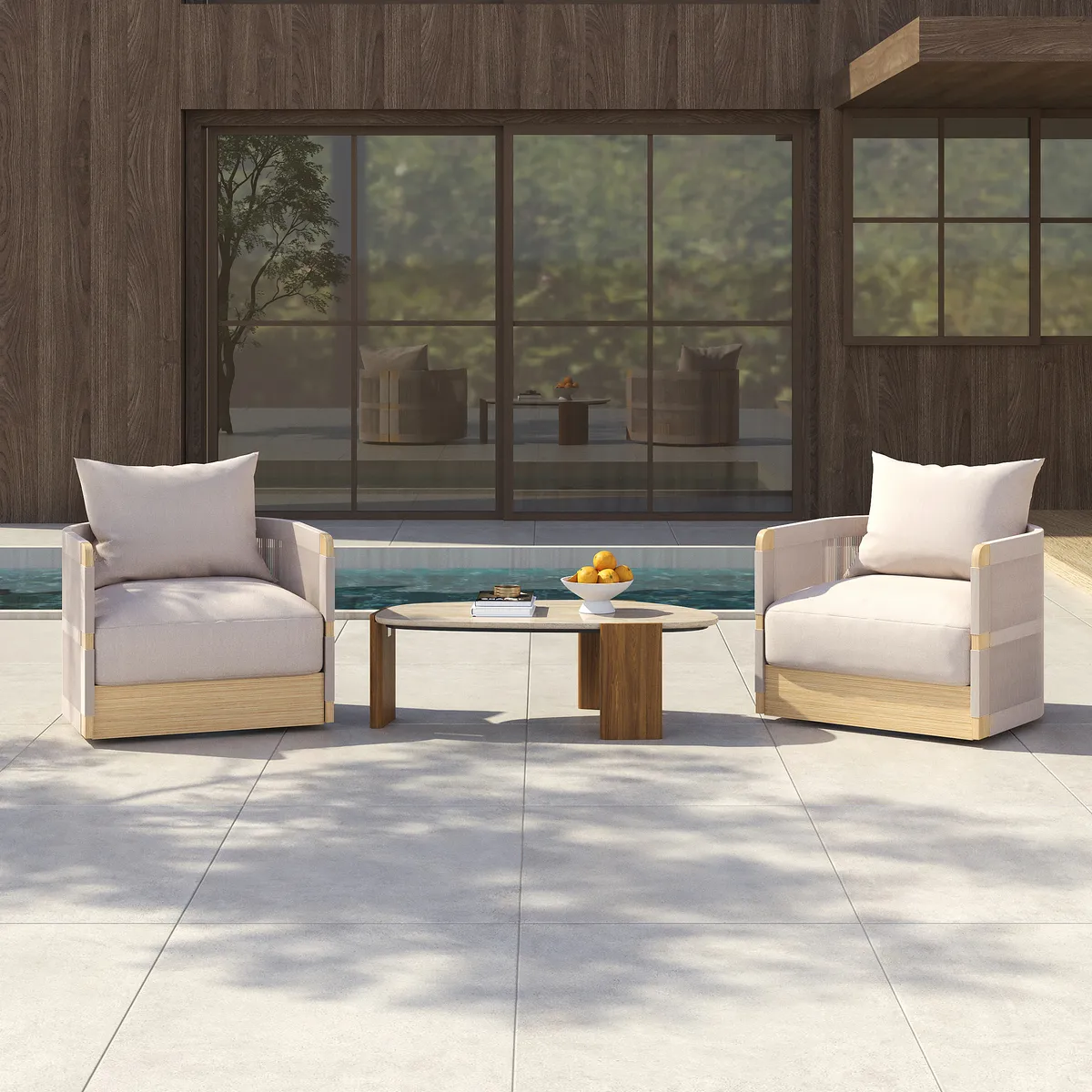 Costra Outdoor Aluminum & Rope Weave Swivel Lounge Chair — image 21