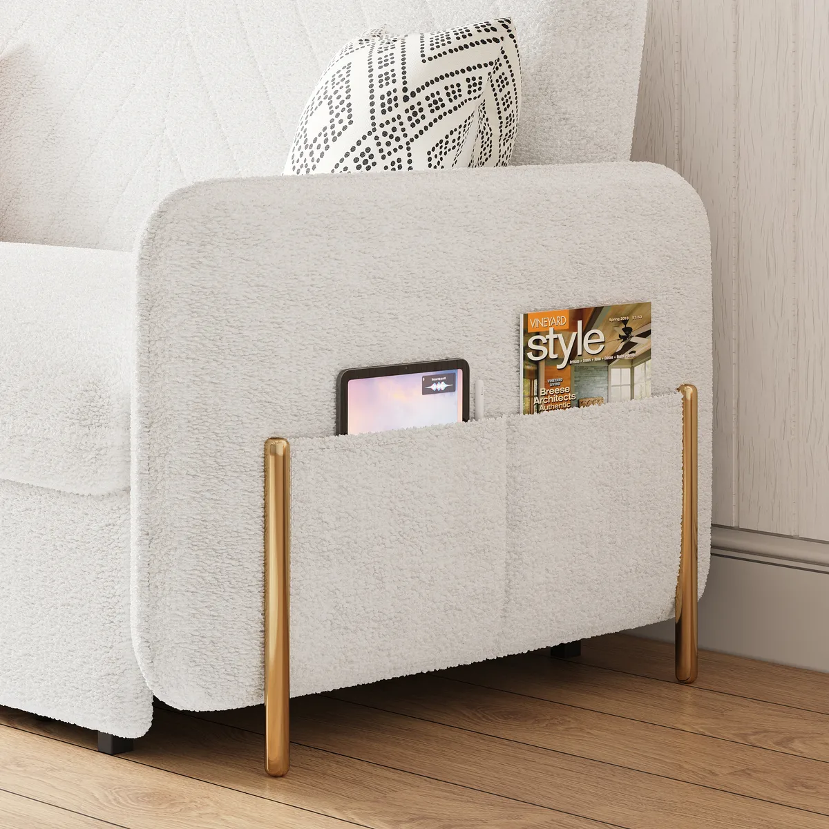 68" Full 2-Seater Boucle Convertible Sleeper Sofa — image 11