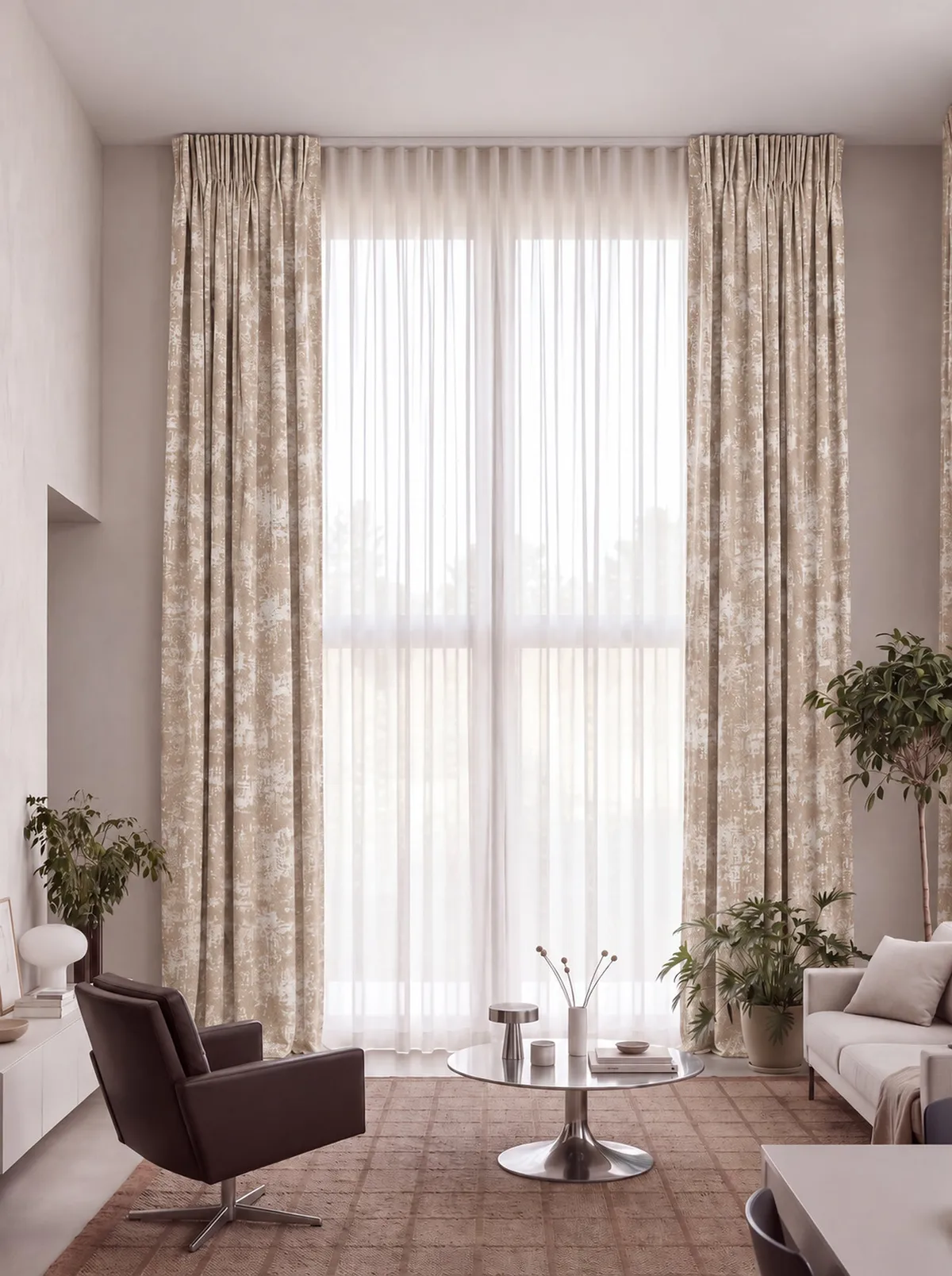 Mist 4 Layers Patterned Heavyweight Soundproof Thermal 100% Blackout Anti-Dust Custom Curtain