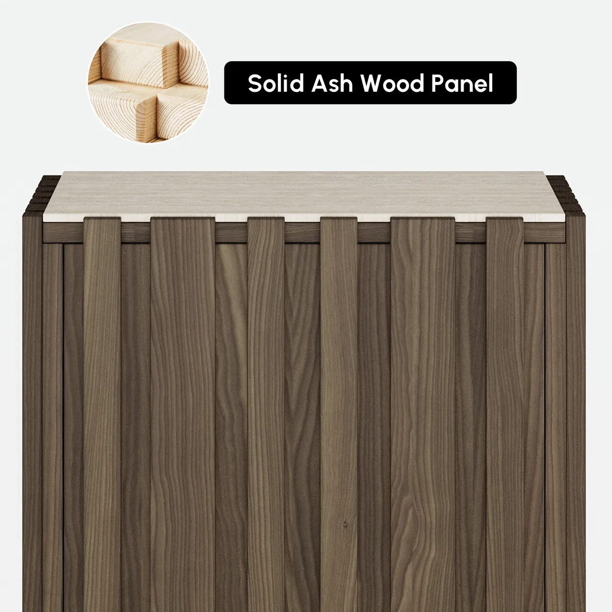 Aura Ash Wood Fluted Side Table with Sintered Stone Top — image 28