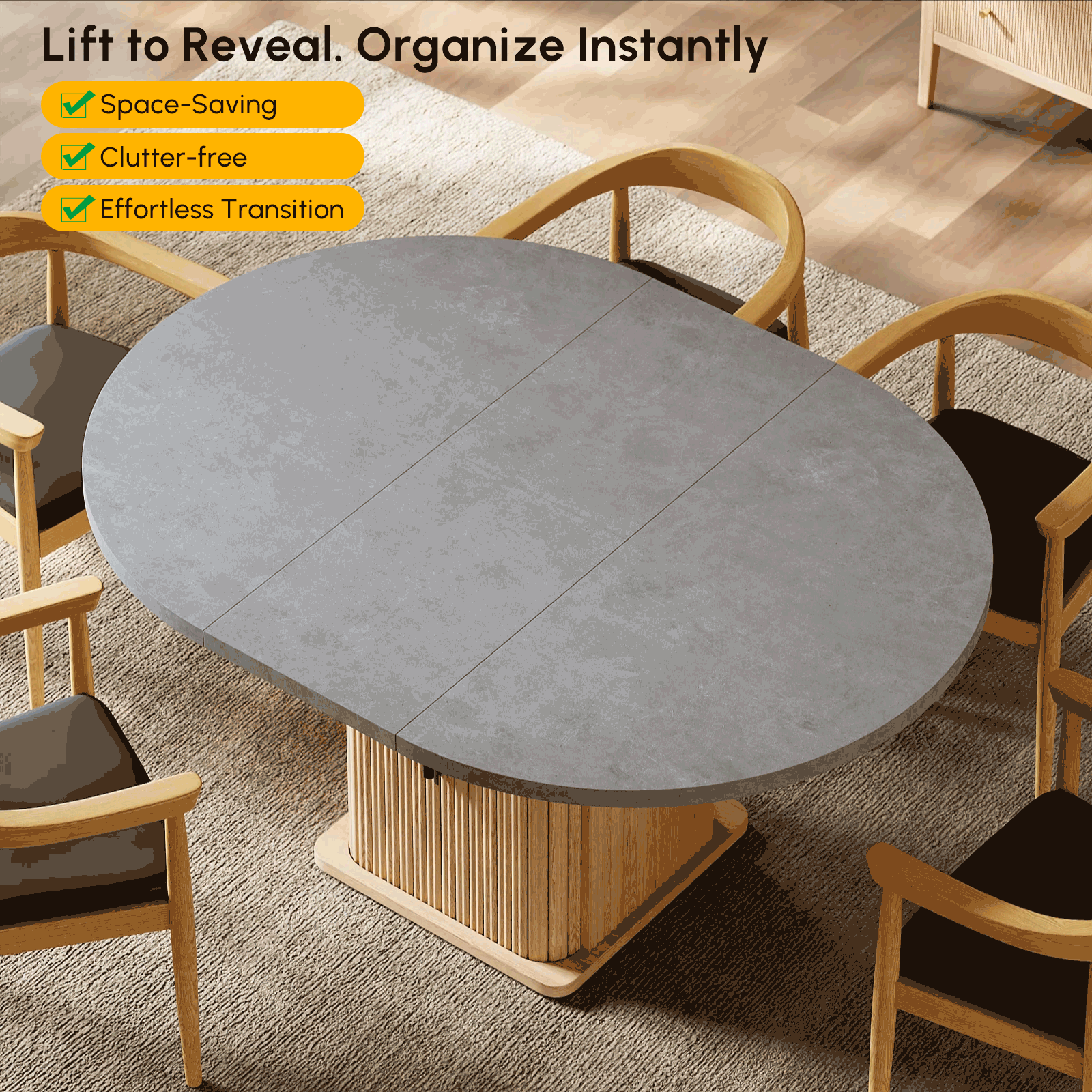 47"-63" Gray Extendable Dining Table Set — image 6