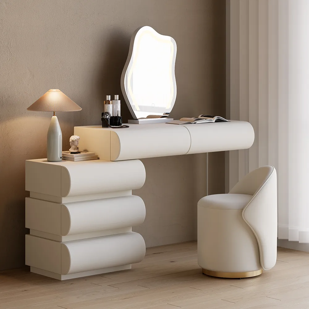 Bedroom Dresser & Vanity Desk Set 6-Drawer Dresser Chest & White Makeup Vanity Set — image 28
