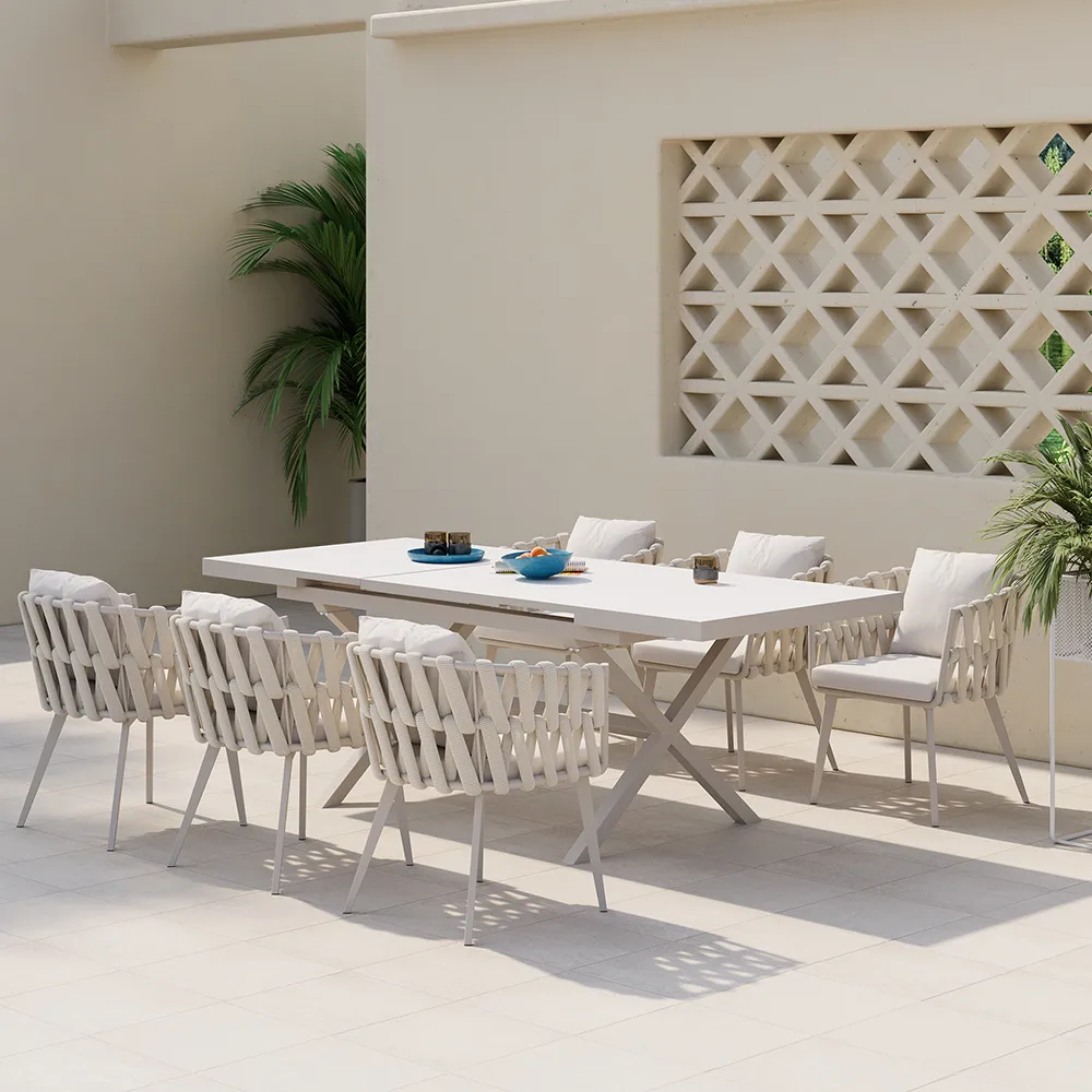 Outdoor Rope Weave & Aluminum Dining Chairs — image 7