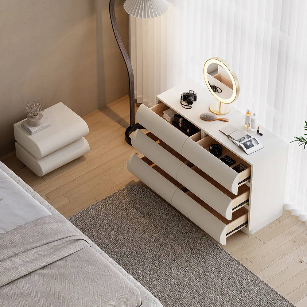 Bedroom Dresser & Nightstands Set Leather — image 14